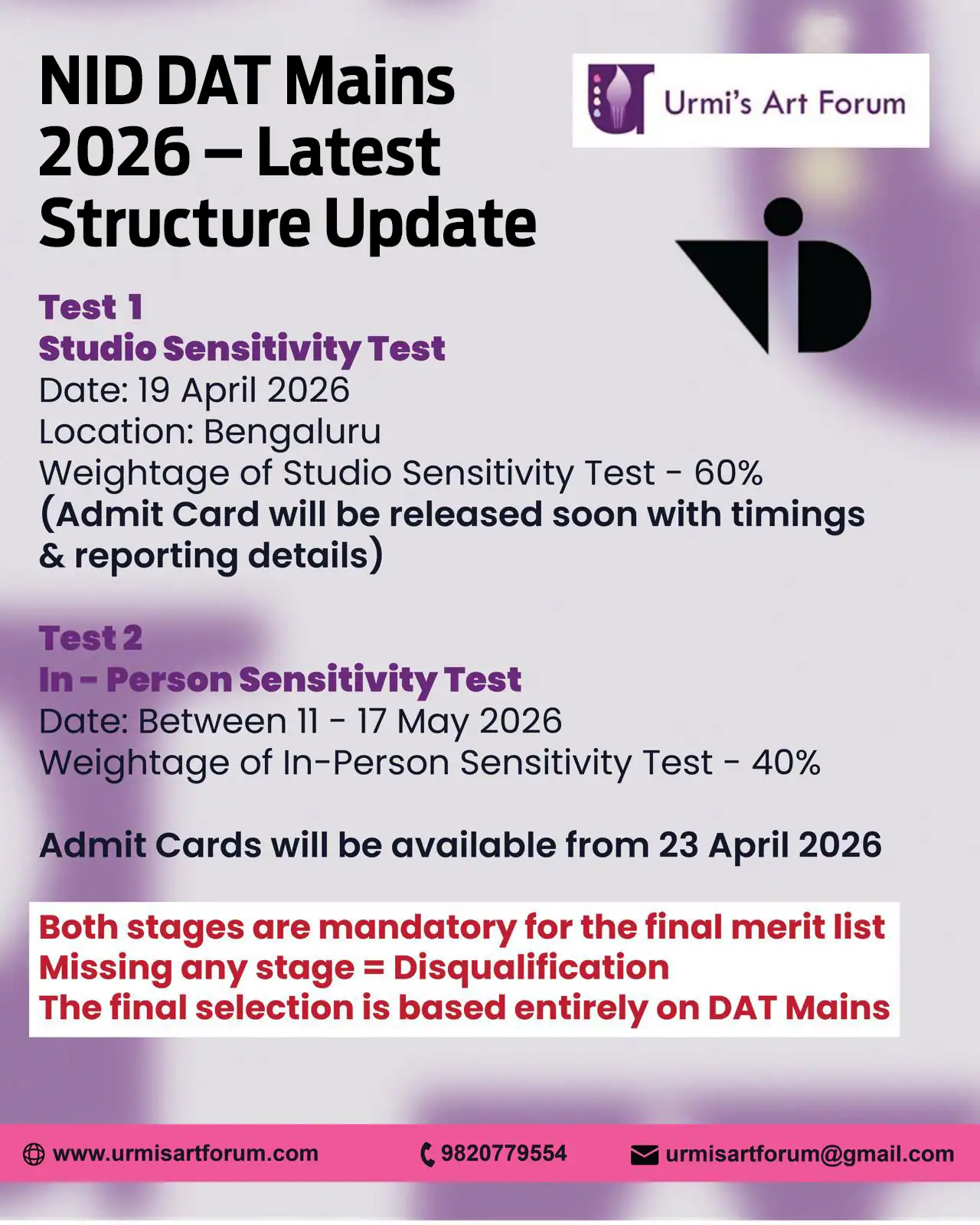 Urmi's Art Forum (uaf) NID DAT Mains 2026
