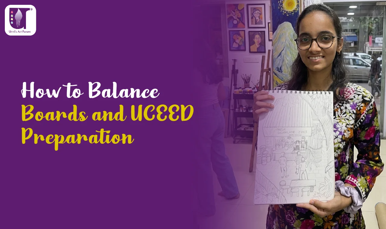 Student balancing board exam studies and UCEED preparation with a structured study plan
